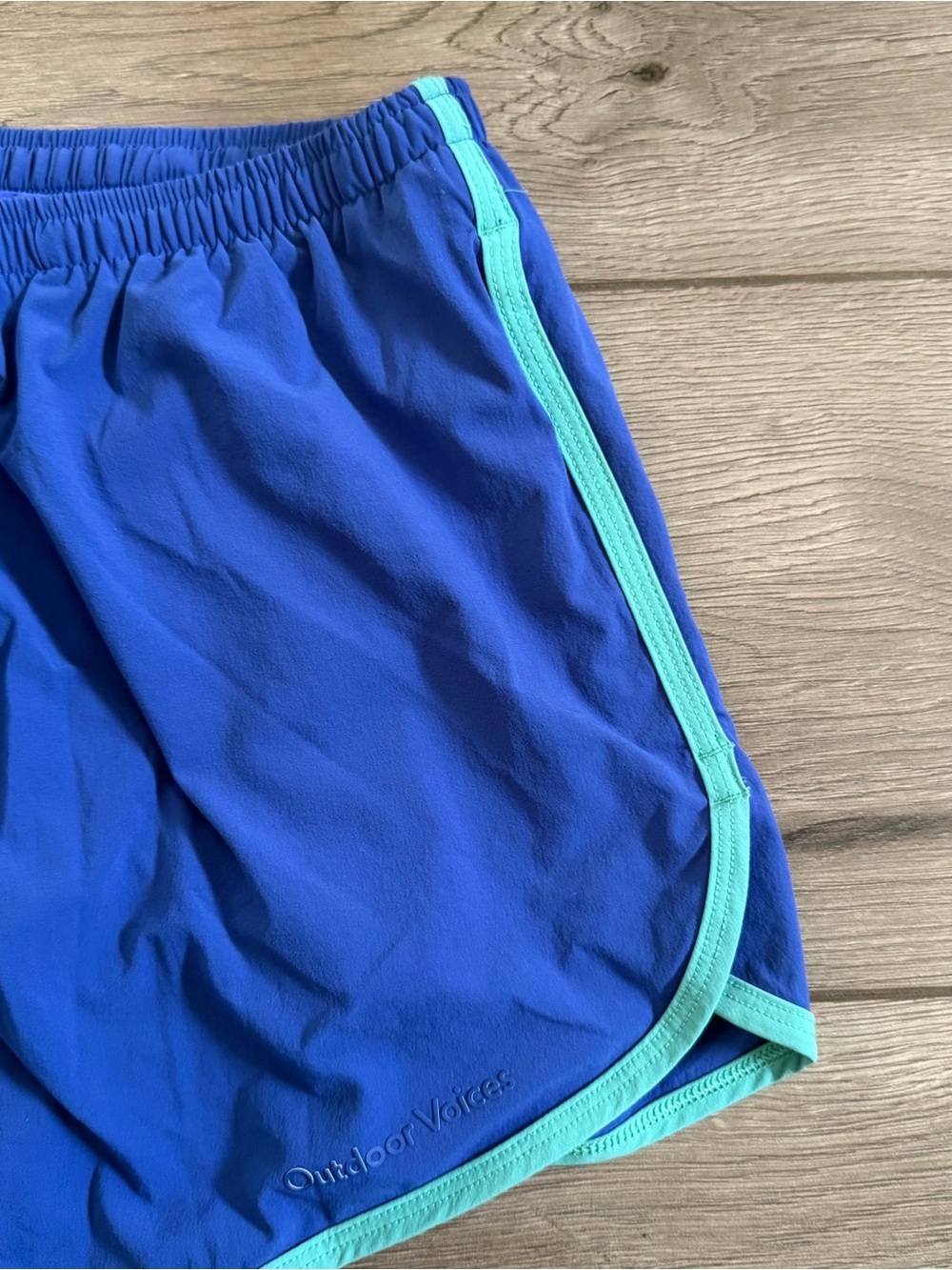 OUTDOOR VOICES Lights Speed Shorts Blue Shorts with Teal Trim Size Medium - Picture 8 of 11